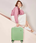 Underseat Carry On Luggage 14 Inch Spinner Wheels Hardside Case With TSA Lock Lightweight Avocado Green Personal Item Roller