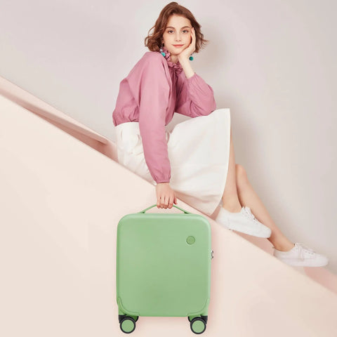 Underseat Carry On Luggage 14 Inch Spinner Wheels Hardside Case With TSA Lock Lightweight Avocado Green Personal Item Roller