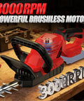 Milwaukee 18V Cordless Hedge Trimmer Tool Only, 20 Inch Blade, 3000 RPM, 180 Degree Rotatable Head displayed on workbench
