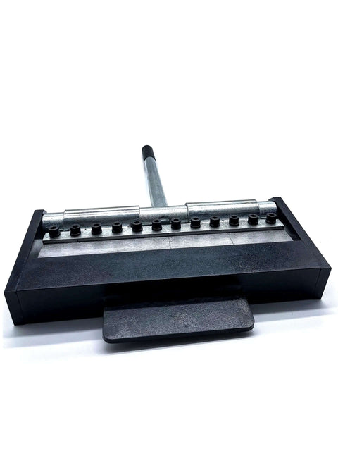 Front view of the 12 Inch Box And Pan Brake Mini Metal Bender for home shop, showcasing all-steel construction and segmented fingers.