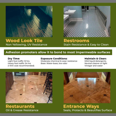 Tile And Grout Sealer With Clear Protective Finish For Shower Floors And Ceramic Porcelain And Natural Stone, 1 Quart