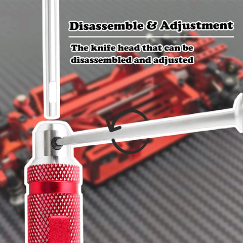 Disassembled view of Four Piece Hex Screwdriver Set With 1.5mm 2.0mm 2.5mm And 3.0mm Allen Keys For RC Cars Drones Helis And More