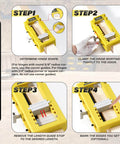 Steps showing Router Template Hinge Mortiser For 3 To 5 Inch Hinges No Fuss Fit, Square Or Radius Corner Styles and accurate positioning