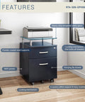 Heavy Duty Two Drawer Rolling File Cabinet With Secure Lock And Sleek Glass Top Fits Under Desk Smooth Chrome Glide Wheels Graphite Finish on wheels.