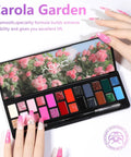 24 Color Hema Free Solid Gel Nail Polish Kit with palette and detachable brush, featuring Blush Pink and Midnight Blue shades.