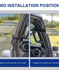 Door Off Mirror Upgrade For Jeep Wrangler JL JLU And Gladiator JT 2018-2023 with quick release, two installation positions shown