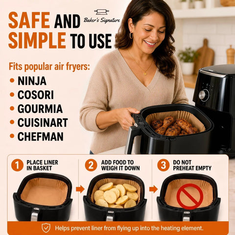 Hassle Free Air Fryer Liners Disposable Parchment Paper Silicone Coated Nonstick Bpa Free Oil Proof Heat Resistant To 450F For No Drama Cleanup And Smoother Baking being used in an air fryer.