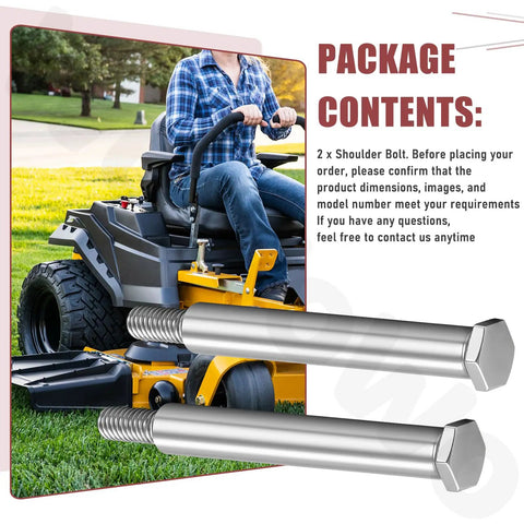 2-Pack Shoulder Bolt Replacement For Cub Cadet MTD ZT And RZT Series Zero Turn Mowers 738-04182B with mower and packaging