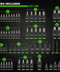 Torx Bit Socket Set With External Torx Sockets For Quarter Inch Drive Three Eighths Inch Drive And Half Inch Drive sizes chart