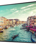 Premium 75 Inch 4K UHD Commercial Digital Signage Led Display showcasing a canal scene with colorful buildings and boats.