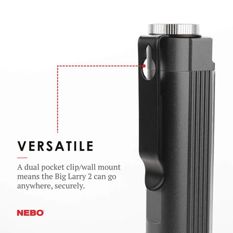 Side view of Big Larry 2 Work Light With 500 Lumens Magnetic LED Flashlight And Portable COB Task Lamp pocket clip feature