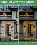 Outdoor Wall Light With Motion Sensor Black Exterior Sconce 3 Modes Dusk To Dawn Anti Rust Waterproof Front Porch Fixture in manual override mode by entryway model.