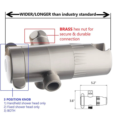 Diagram of brass connector for 5 Inch Anti Clog High Pressure Dual Shower Head With Handheld Spray.