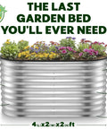 Galvanized Raised Garden Bed Kit 4 By 2 By 2 Feet Outdoor Planter For Vegetables And Flowers Large Silver Metal Garden Box with flowers