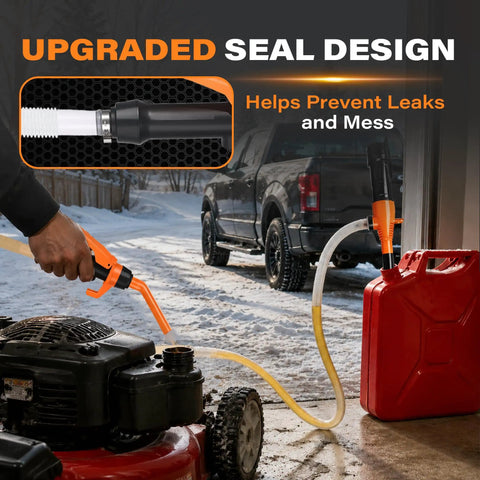 Heavy Duty Battery Powered Fuel Transfer Pump Delivers 2.4 GPM Smooth Flow For Gasoline And Diesel Zero Cord Hassles Ideal For Campouts Emergency Prepping with upgraded seal design.
