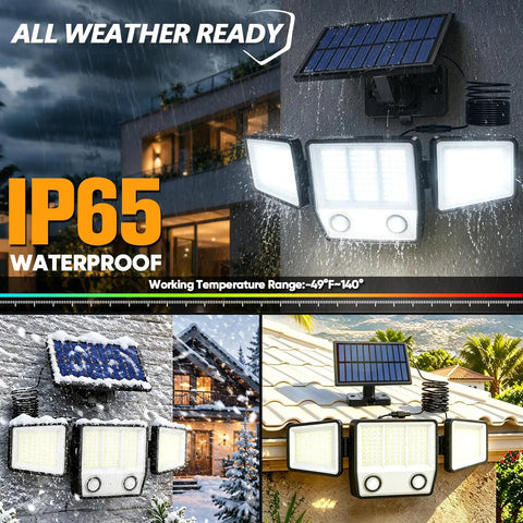 Heavy Duty Split Solar Security Lights Featuring Dual Motion Sensors And A 15.7 FT Cable Slick Waterproof Flood Lamp Badass Backyard Patio Fence Gate Shed Garage Outdoor Night Guard