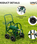 4 Wheel Garden Hose Reel Cart With Storage Basket Portable Hose Cart For Lawn Garden Backyard And Farm Easy Roll Design