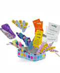 Welly First Aid Kit tin with colorful fabric adhesive bandages, cleansing wipes, and antibiotic ointment packs.