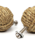 Handmade Jute Rope Drawer Knobs Set Of 6 Rope Knot Cabinet Pulls For Doors Wardrobes And Cupboards Dope Nautical Decor 36 Millimeters Long Screws Included Easy Install, 36mm jute knob close-up with screw
