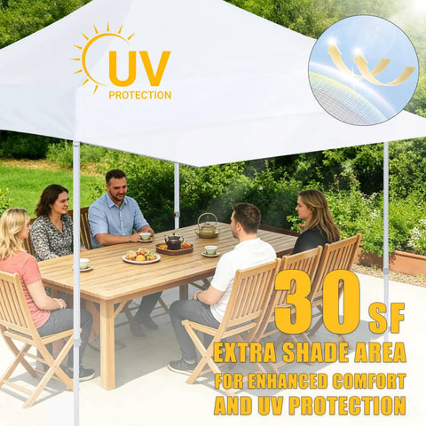 10ft Pop Up Canopy Sunshade Extension Tarp 120x36 Inches Adds 30 Sq Ft Extra Shade for 10x10 Square Leg Tents over picnic table