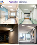 Emergency Lighting Fixtures With Battery Backup For Commercial Use in various settings, highlighting two adjustable LED light heads.