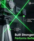 Self Leveling Green Laser Level With Tripod For Indoor Outdoor Use 360 Degree High Brightness 16 Line Layout Tool For Construction Home Reno And Picture Hanging, aluminum tripod close-up