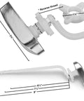 Chrome Polished Toilet Flush Handle Replacement For Side Mount Toilet Tank Lever with measurements and reverse thread view