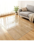 Clear PVC Rolling Chair Mat 47 By 87 Inches Flat No Curl Surface Heavy Duty Hard Floor Protector on wood floor.