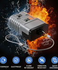 Badass 175 Amp Battery Quick Disconnect Connector Kit 600V 1/0 AWG Wire Harness against fire and water with cable attachment.