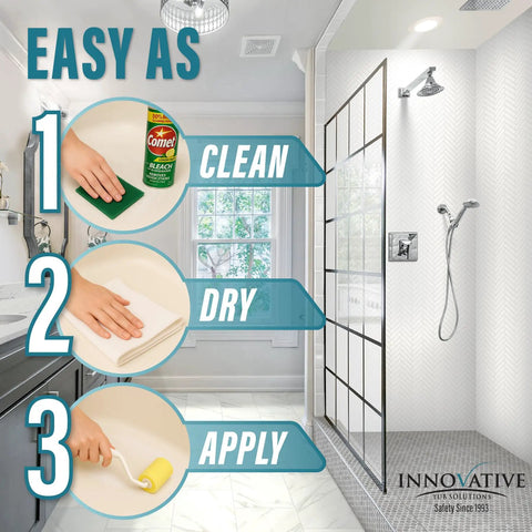 Steps to apply Anti Slip Shower And Tub Grip Coating White Eco Friendly Rapid Dry Formula For Safe Bath Time Keeps Feet Dry Easy