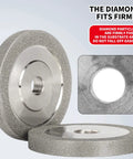 Built Solid Workhorse 3 Inch Flat Diamond Grinding Wheel Half Inch Bore Grit 150 close-up of diamond-coated surface for precision grinding.