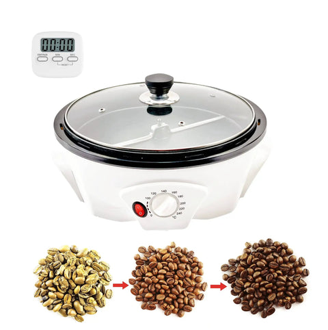 Compact 500g Coffee Bean Roaster Machine with Timer, Electric Coffee Roaster with Nonstick Drum and Temperature Control, 110V Power