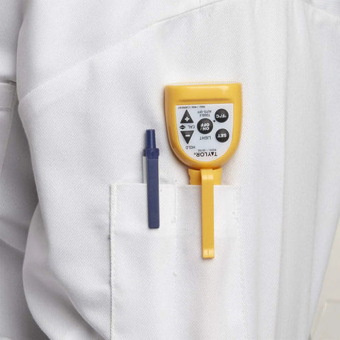 Compact Waterproof Digital Food Thermometer Pro Grade Kitchen Companion With 4.5 Inch Stem in chef's coat pocket
