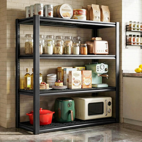 40 Inch Wide Heavy Duty Garage Shelving Unit With Wire Mesh Panels 560 Lb Per Shelf 2240 Lb Total Capacity Sturdy Steel Frame For Home Workshop And Small Biz Storage in kitchen use