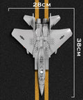 Top view of F 15 Eagle Fighter Jet Building Block Set With 262 Pieces For Kids Ages 8 And Up And Military Fans on runway