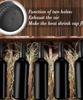 Top Shelf Black PVC Heat Shrink Bottle Caps With Ridiculously Slick Finish For Wine And Hot Sauce Packaging 200 Piece Box Fits 5 Ounce Wide Woozy Bottles on wine bottles.