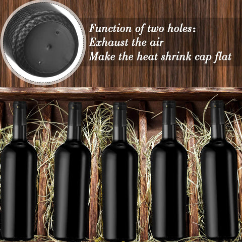 Top Shelf Black PVC Heat Shrink Bottle Caps With Ridiculously Slick Finish For Wine And Hot Sauce Packaging 200 Piece Box Fits 5 Ounce Wide Woozy Bottles on wine bottles.