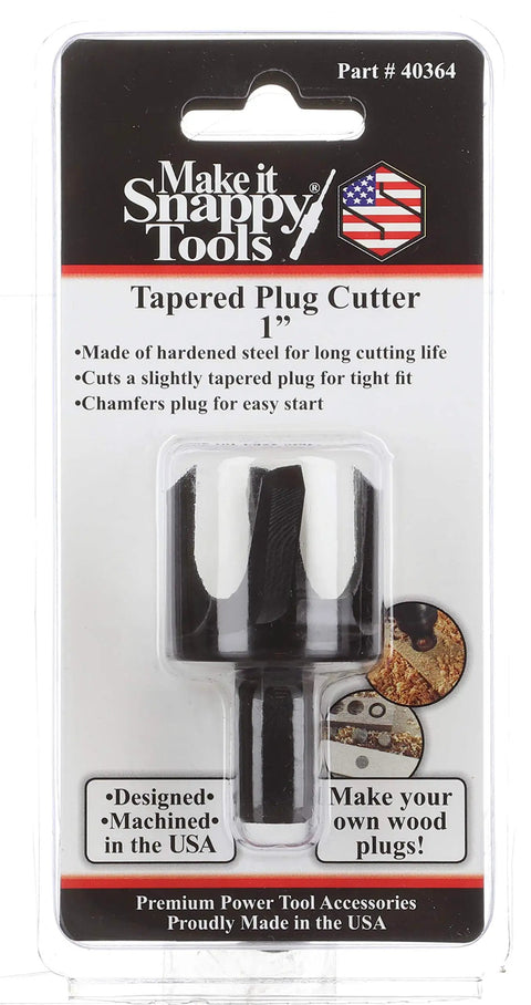 1 Inch Tapered Hex Shank Plug Cutter With Seven Sixteenths Inch Drive For Maximum Torque On Hard Woods Hardened Steel Bit