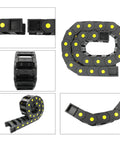 R55 Nylon Drag Chain Cable Carrier 0.98 x 3.03 in 25 x 77 mm, 1 Meter Length, flexible and coiled for industrial cable management