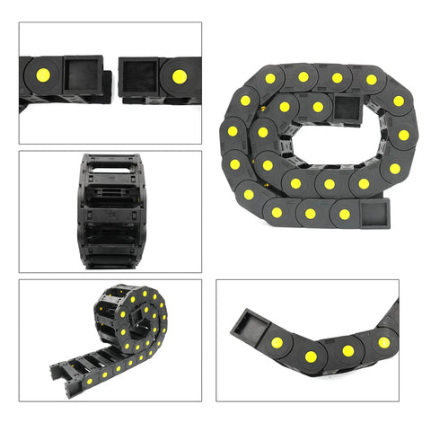 R55 Nylon Drag Chain Cable Carrier 0.98 x 3.03 in 25 x 77 mm, 1 Meter Length, flexible and coiled for industrial cable management