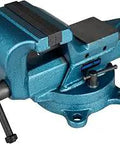 5 Inch Forged Steel Bench Vise Workhorse With 4 Point Swivel Base on white background