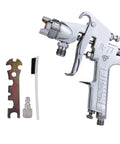 R77P Pro Grade Heavy Duty Pressure Feed Paint Sprayer, 2.0mm Nozzle, 58-94 PSI, Steel Body, with accessories shown