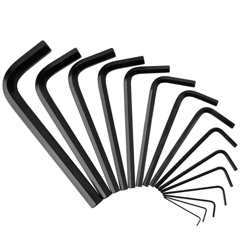 30-Piece Hex Key Set With Long Arm SAE And Short Arm Metric Allen Wrenches, various sizes, Cr-V steel, arranged in a spread.