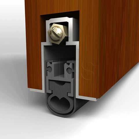 Heavy Duty Under Door Seal With Double Neoprene Bulb Seal Keeps Drafts Out 1 Inch Drop 36 Inch Mortised Automatic Door Sweep Aluminum Casing