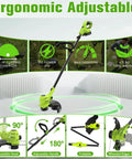 Cordless 21V Weed Wacker And Edger 2 In 1 With Wheels Includes 2 Batteries And Charger 12 Inch Auto Line Feed Display