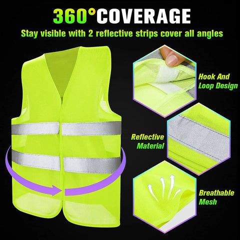 Bulk High Visibility Safety Vests For Construction And Outdoor Work, 20 Piece Mesh Reflective Vests With Dual Strips detail