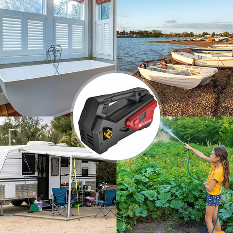 Battery Operated Transfer Pump 300GPH Cordless Water Pump For RV And Boat Bilge Self Priming Diaphragm Pump in outdoor settings