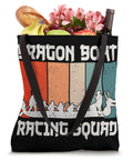 Durable 16x16 Tote Bag For Dragon Boat Racing Crew With Two 14 Inch Black Cotton Webbing Handles filled with groceries