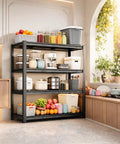 4 Tier Bolt Free Kitchen Storage Shelves with adjustable detachable metal tiers holding kitchen appliances and pantry items