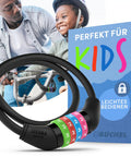 Kids Bike Lock Cable With 5 Digit Resettable Code Colorful No Key Needed Bicycle Lock For Bikes Scooters Trailers And Strollers